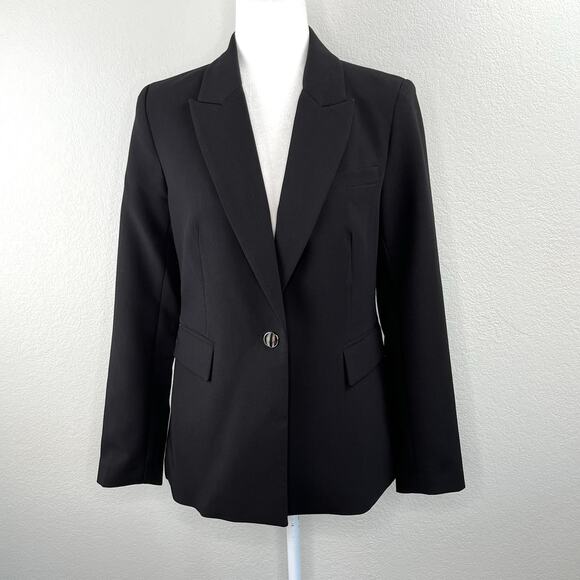 Elie Tahari Black Single Breasted One Button Peak Lapel Blazer Jacket NWT Size 4 - Picture 1 of 14